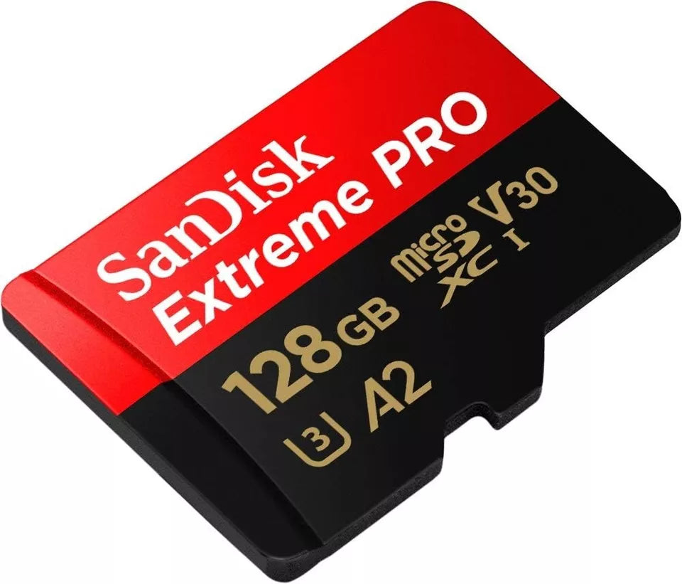 SanDisk 128GB Extreme PRO® microSD™ UHS-I Card with Adapter C10, U3, V30, A2, 20