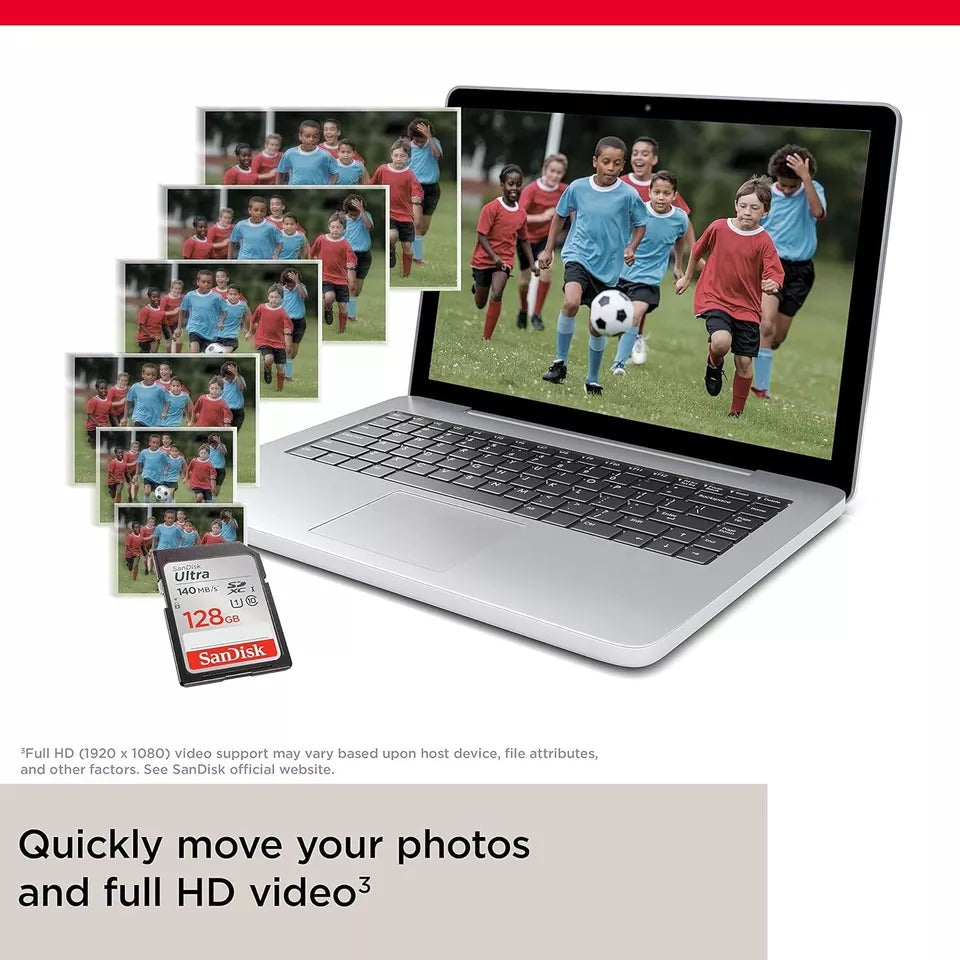 SanDisk 128GB Ultra SDXC UHS-I Memory Card - Up to 140MB/s, C10, U1, Full HD SD