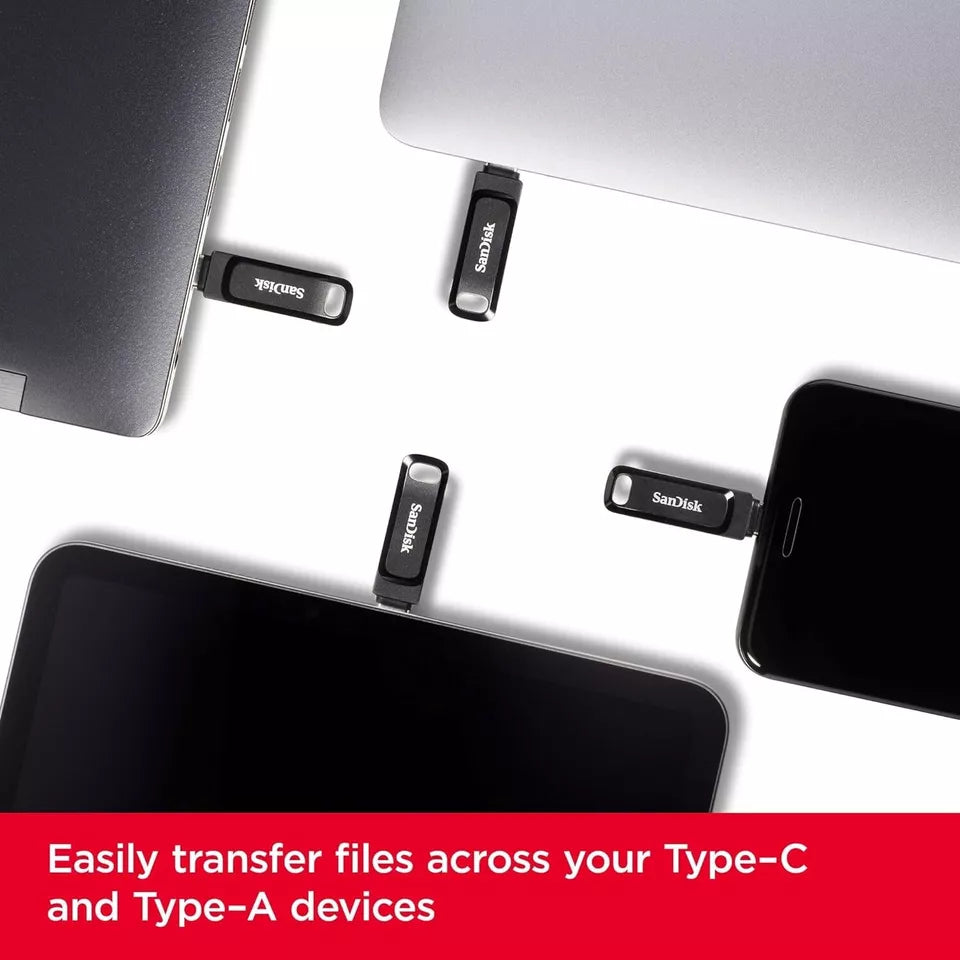 SanDisk 256GB Ultra Dual Drive Go USB Type-C Flash Drive, Black - SDDDC3-256G-G4