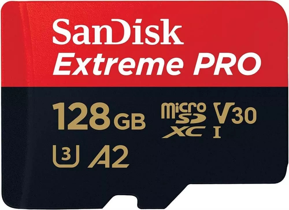 SanDisk 128GB Extreme PRO® microSD™ UHS-I Card with Adapter C10, U3, V30, A2, 20