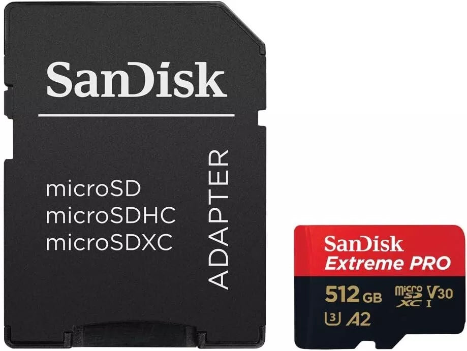 SanDisk Extreme PRO microSDXC UHS-I Memory Card 512 GB + Adapter & RescuePRO Del